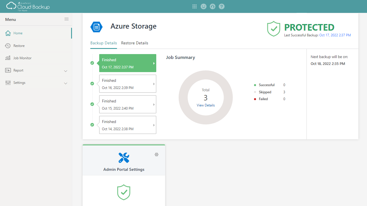 Snapshot 3 of Cloud Backup for Azure Virtual Machines & Azure Storage