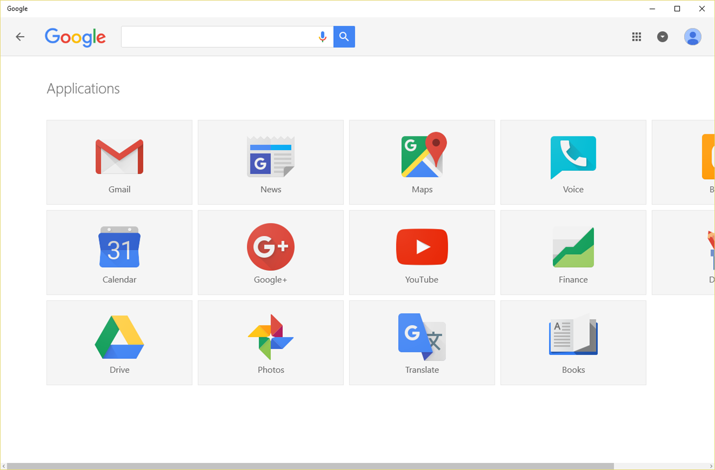 Google Search for Win8 UI screenshot