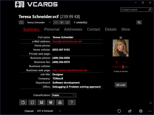 vCards screenshot 2