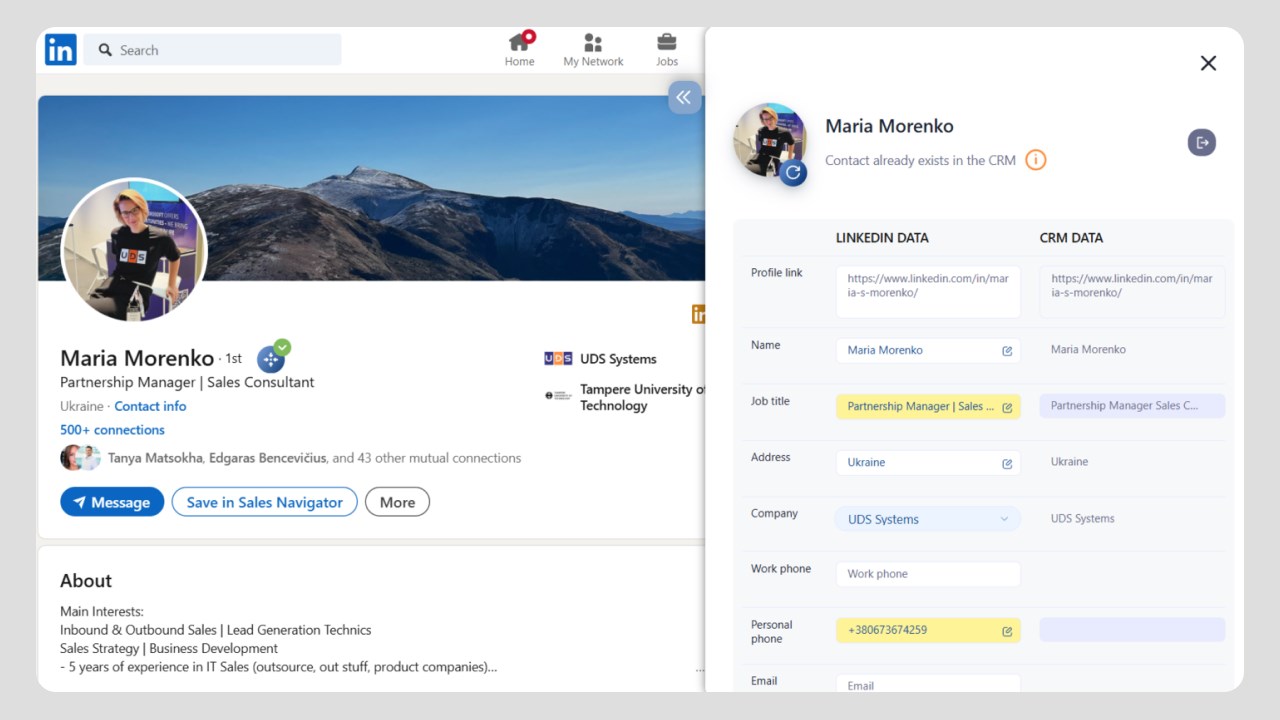 Snapshot 1 of UDS LinkedIn Scraper for D365 (Fields)