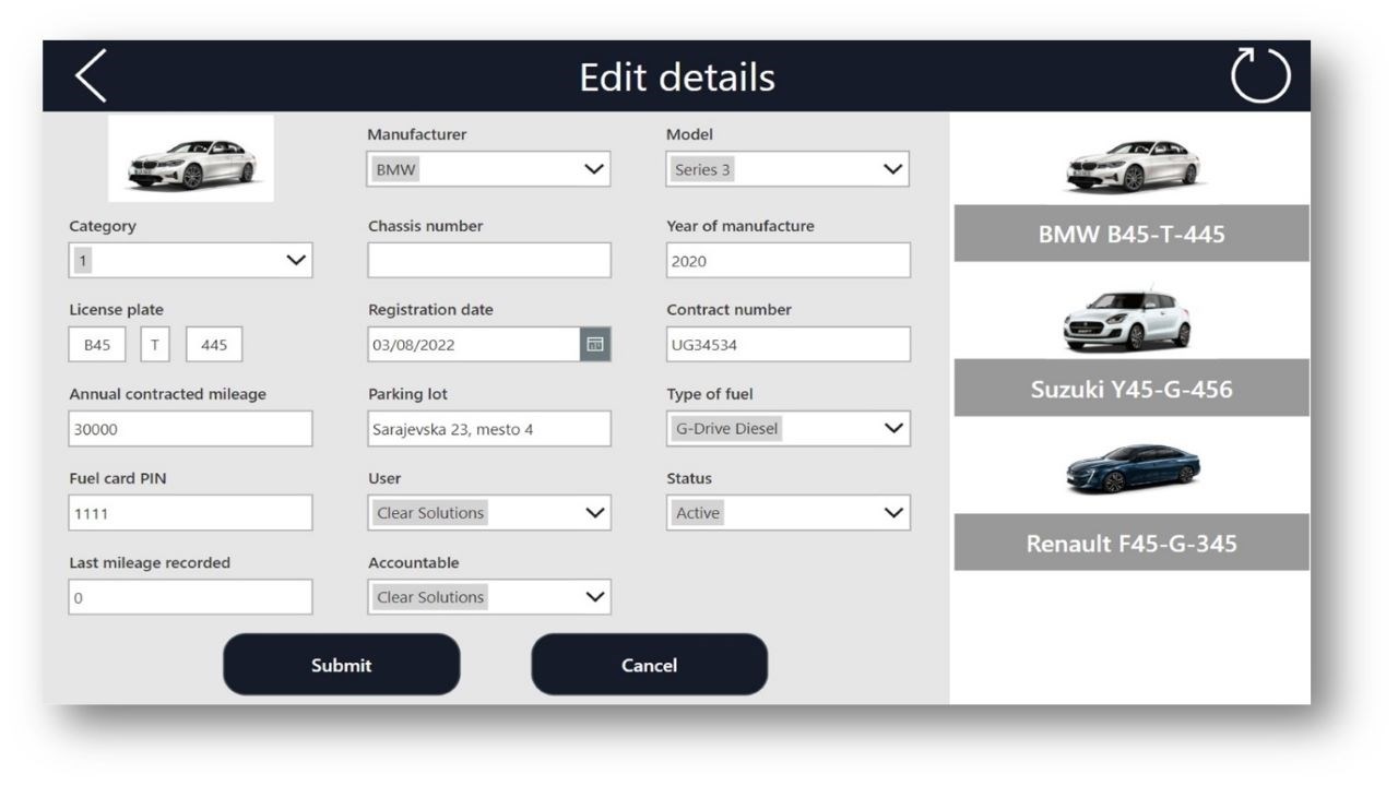 Snapshot 2 of Car Fleet Management Application