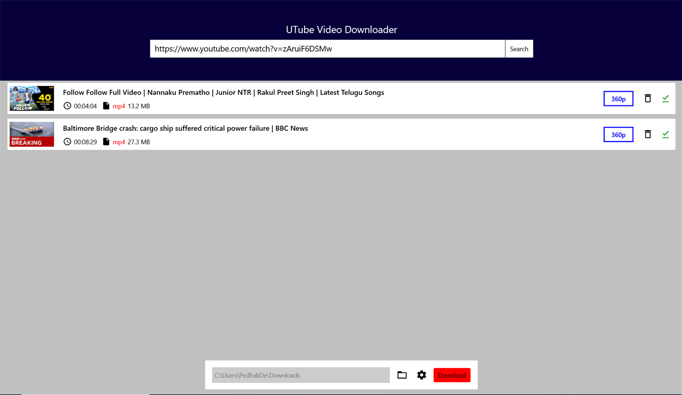 #4. UTube Video Downloader (Windows) Bởi: DeviPrasadChinni