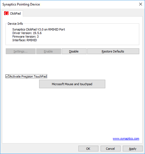 Synaptics Touchpad Settings Manager – Commercial Screenshots 1
