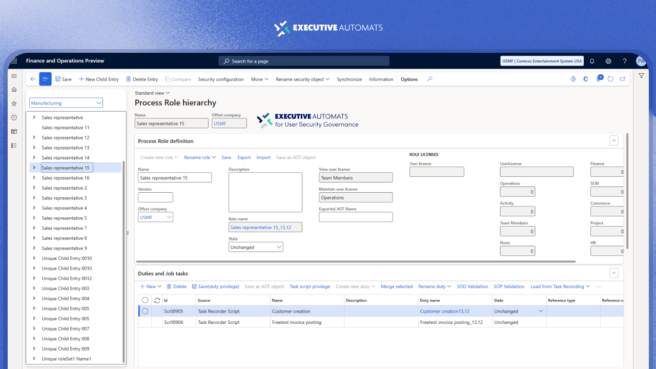 Snapshot 1 of Executive Automats for User Security Governance