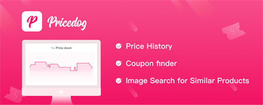 Price history, Image Search on Amazon & Alibaba, Auto coupon code: Pricedog marquee promo image