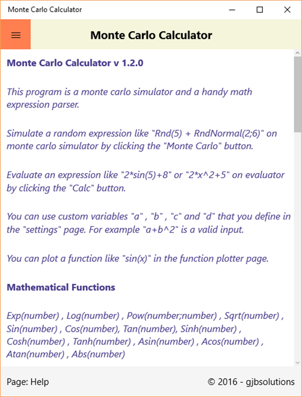 #5. Monte Carlo Calculator (Windows) Podle: gjbsolutions