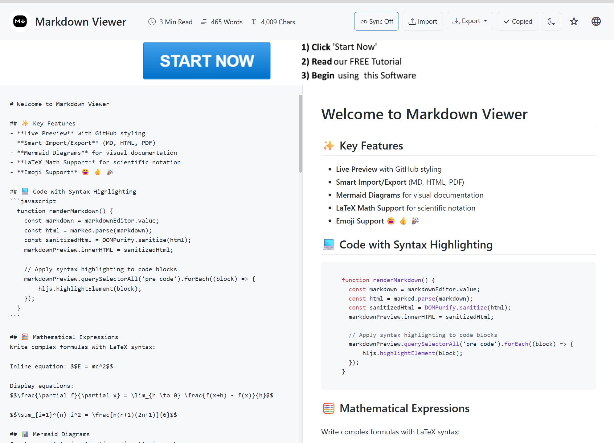 Markdown Viewer Free screenshot