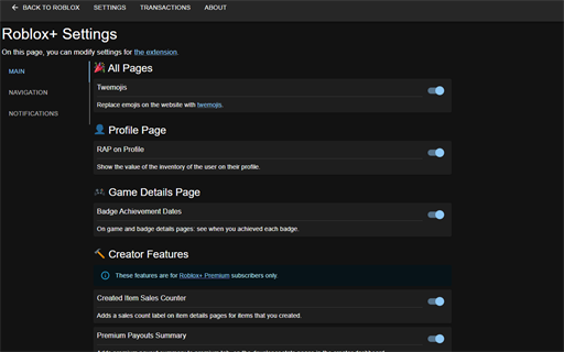 Roblox+ - Edge add-on