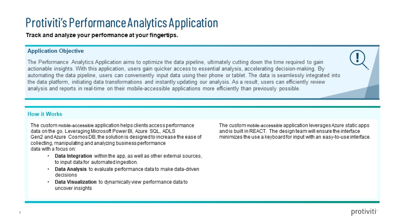 Snapshot 1 of Performance Analytics Application - 8 Week Assessment