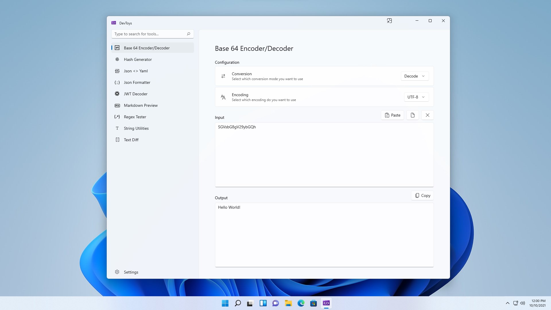 DevToys screenshot