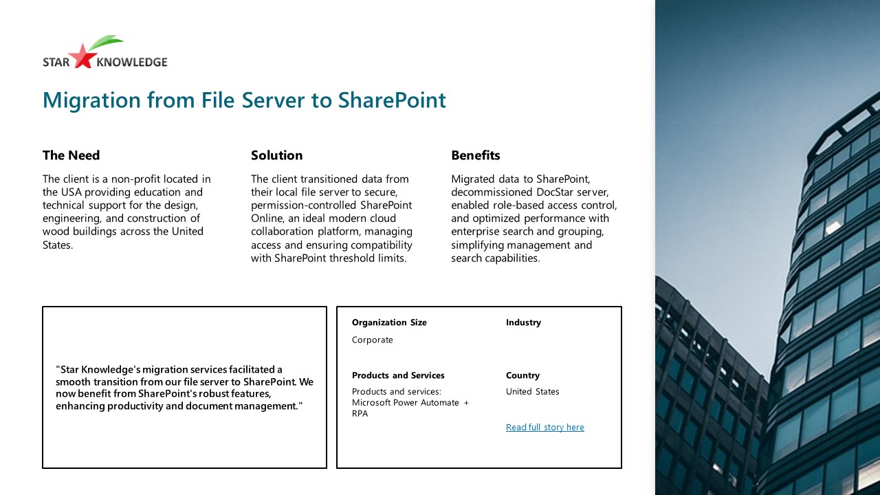 Snapshot 1 of File Server to SharePoint Migration Services