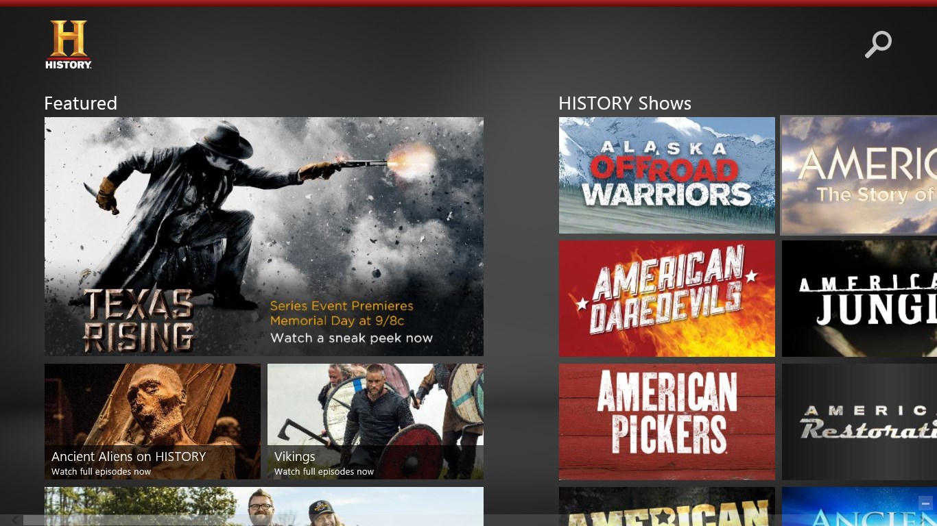 Screenshot: Featured Shows