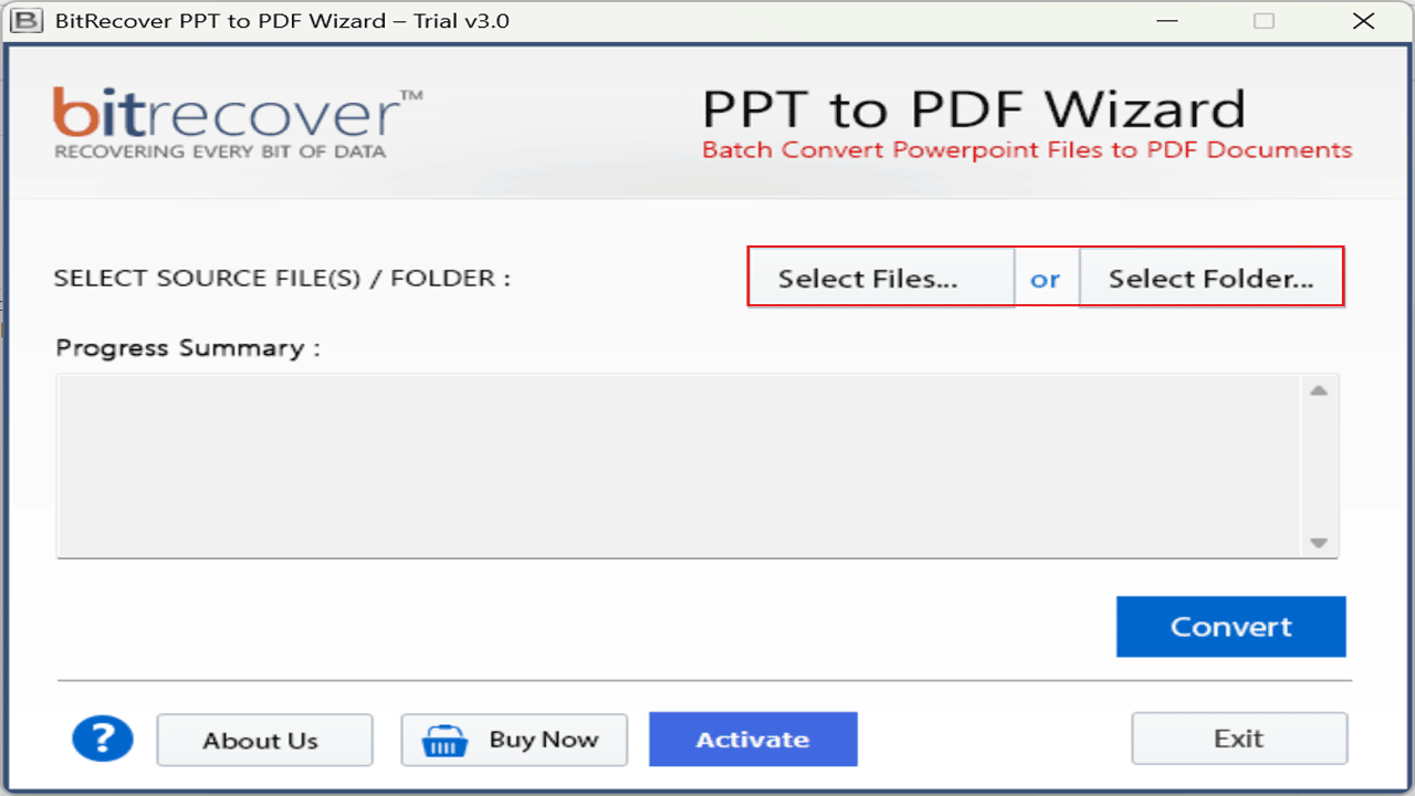 Snapshot 2 of BitRecover for PPT to PDF Converter