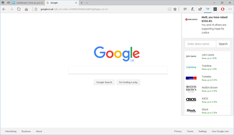 Give as you Live Donation Reminder Screenshot