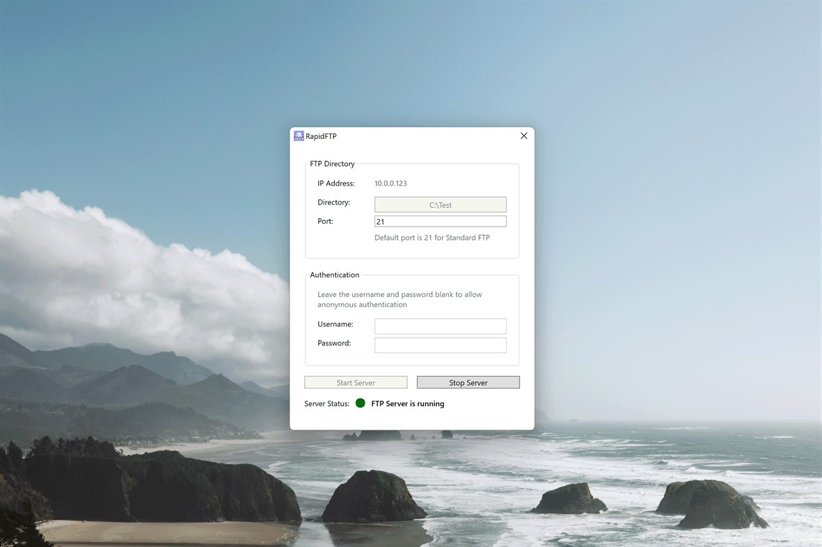 #2. Rapid FTP Server (Windows) Por: EvlarSoft LLC