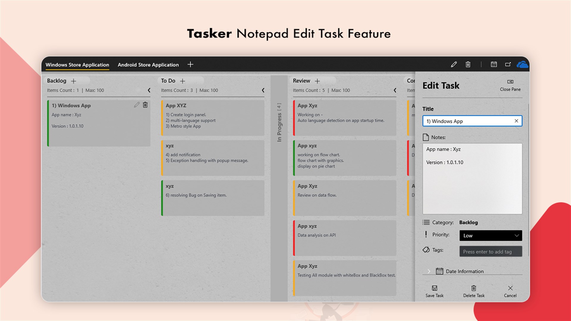 Tasker Notepad Notes Organizer and Work Tracker - Microsoft