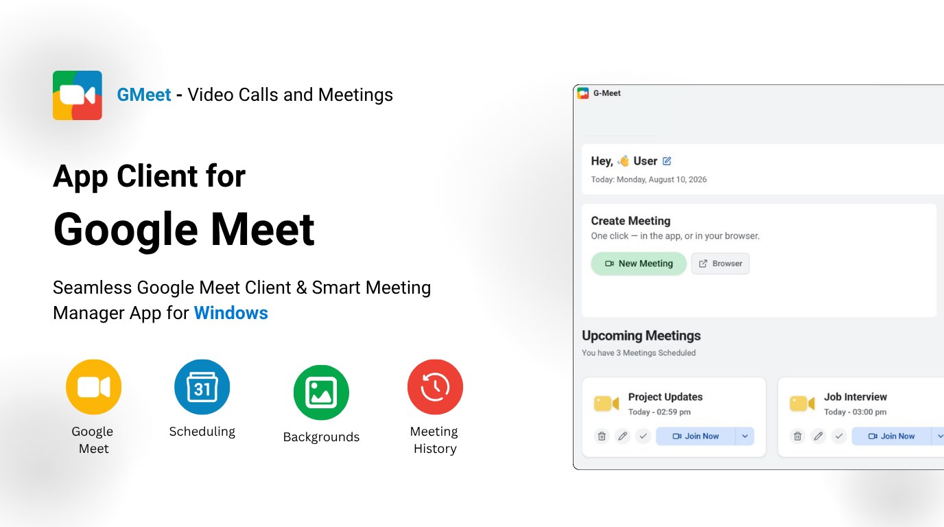 GMeet - Meeting Scheduler and Backgrounds screenshot