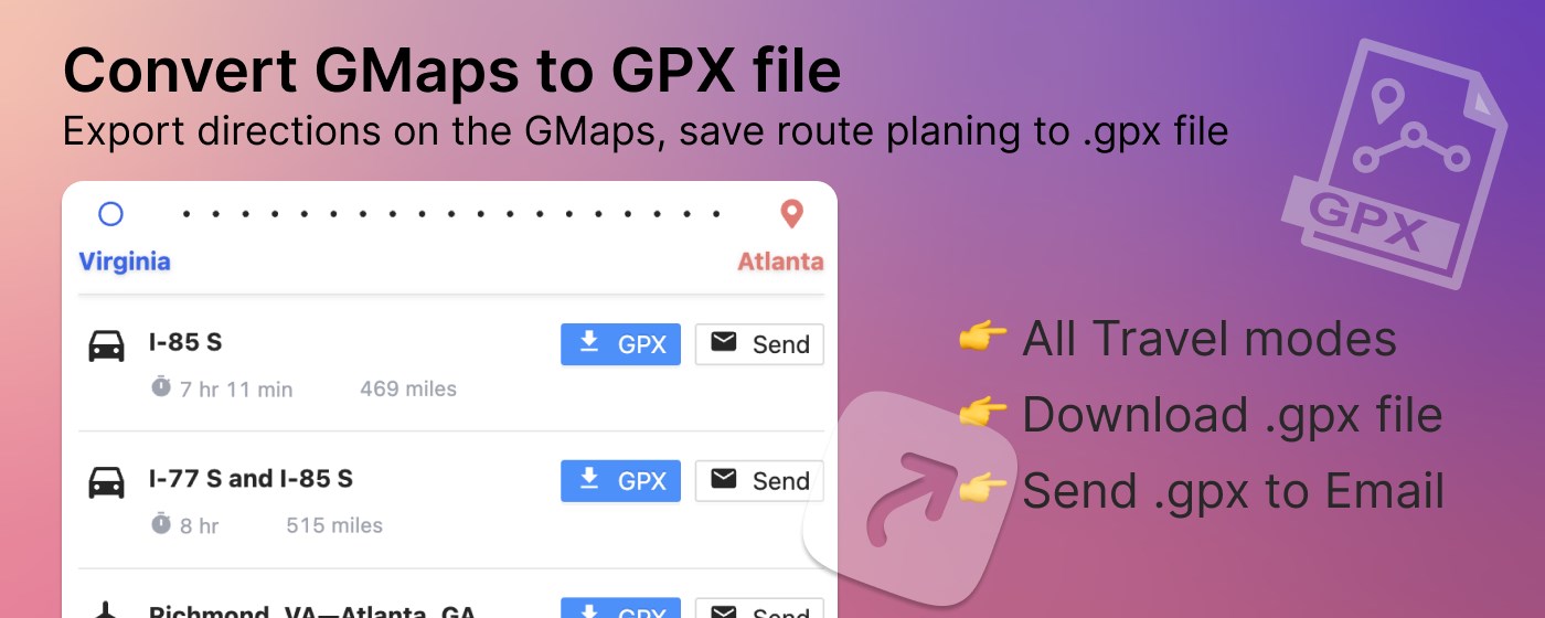GMapsToGPX - Convert Google Maps to gpx marquee promo image