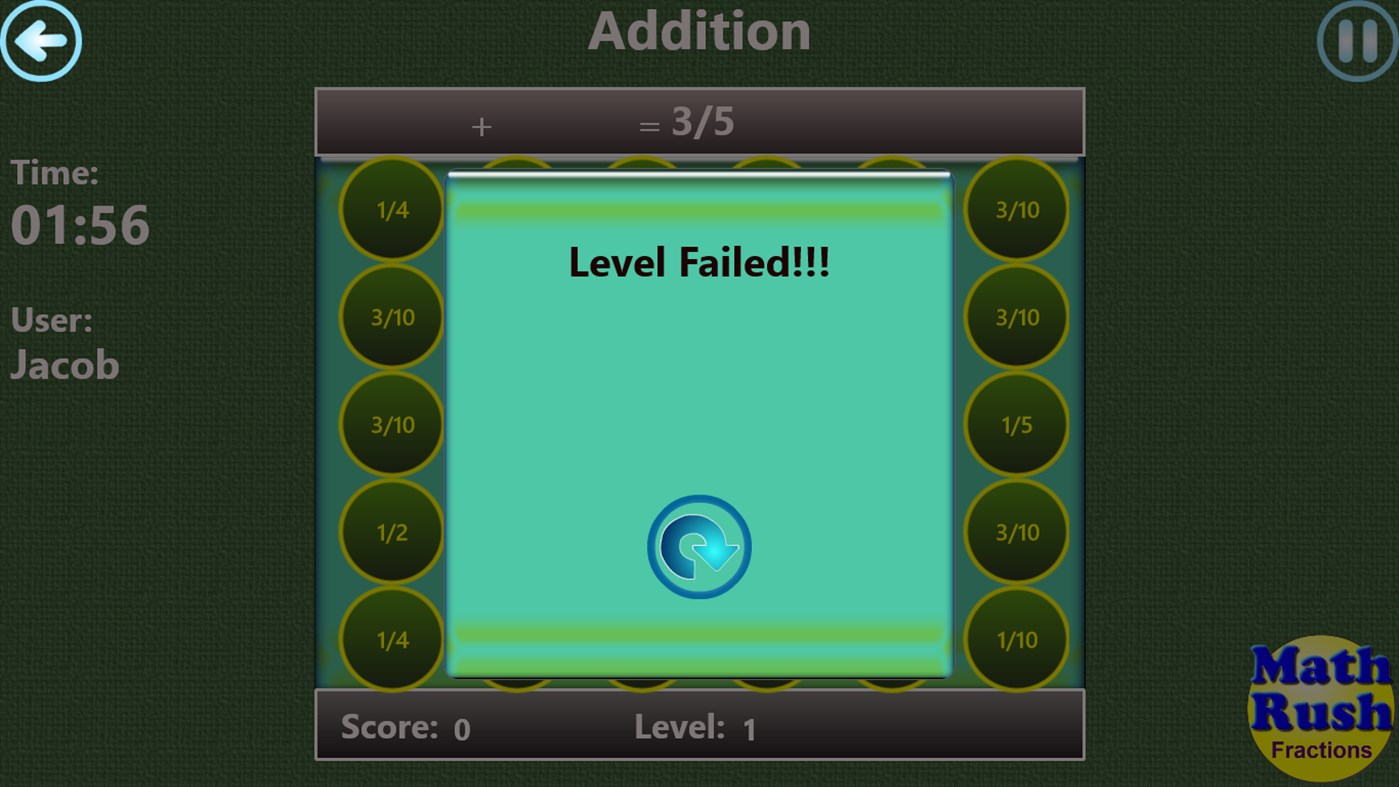 #6. Math Rush Fractions (Windows) Oleh: Balabharathi.com
