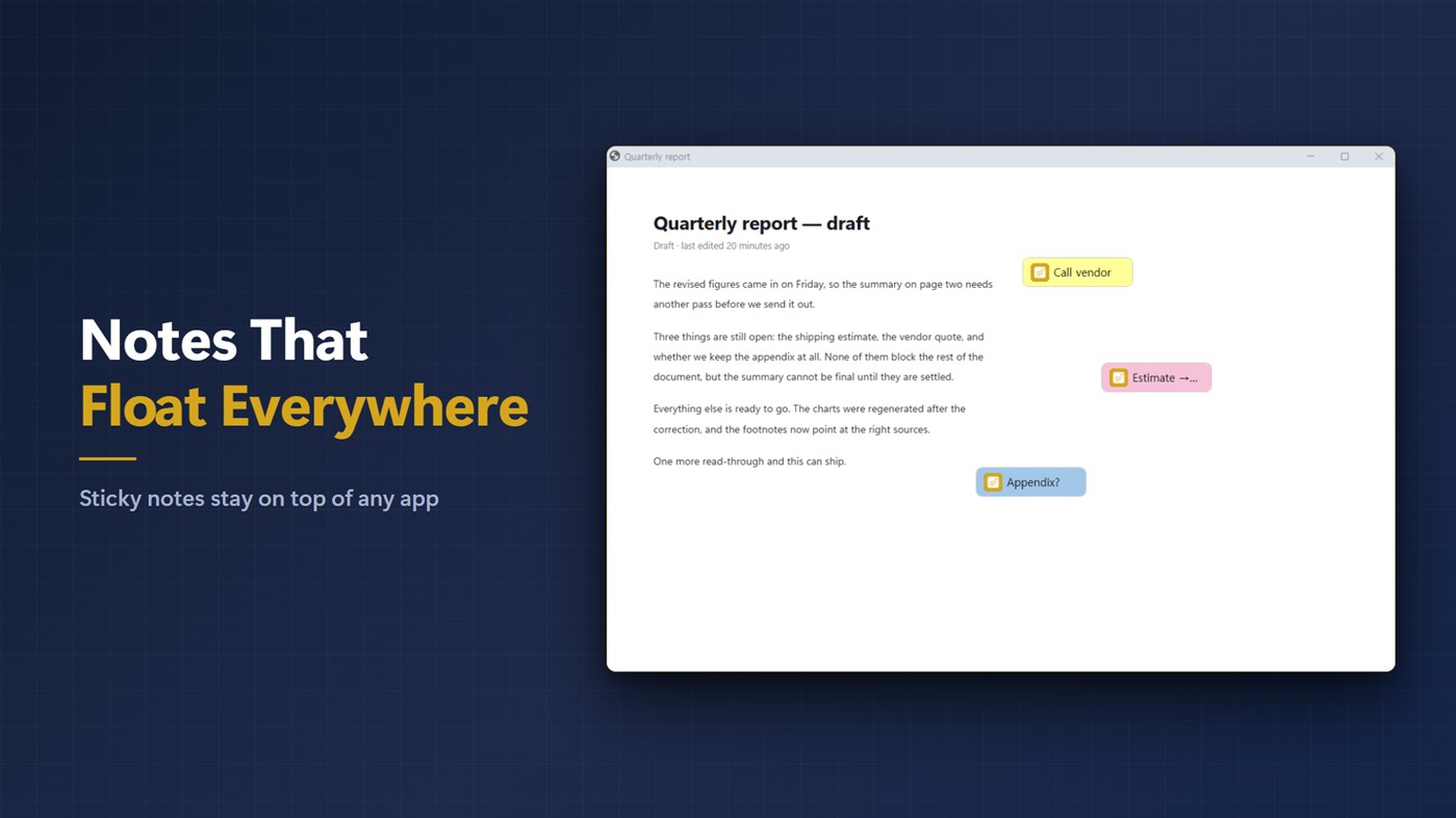 #1. FloatNote+ by CodeDAC (Windows) Podle: CodeDAC