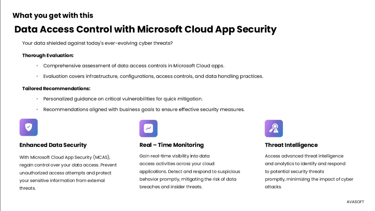 Snapshot 1 of Microsoft Cloud App Security Data Access Control Solutions by AVASOFT