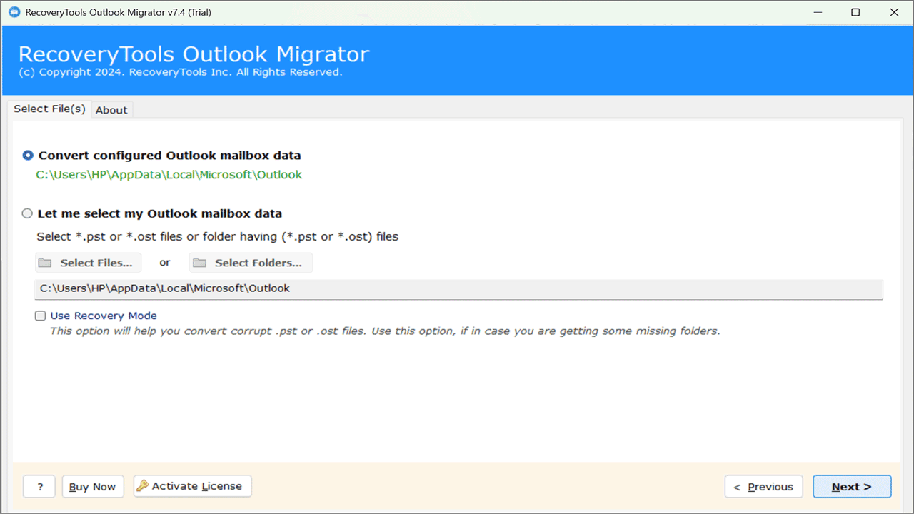 Snapshot 2 of RecoveryTools for PST to CSV Converter Tool
