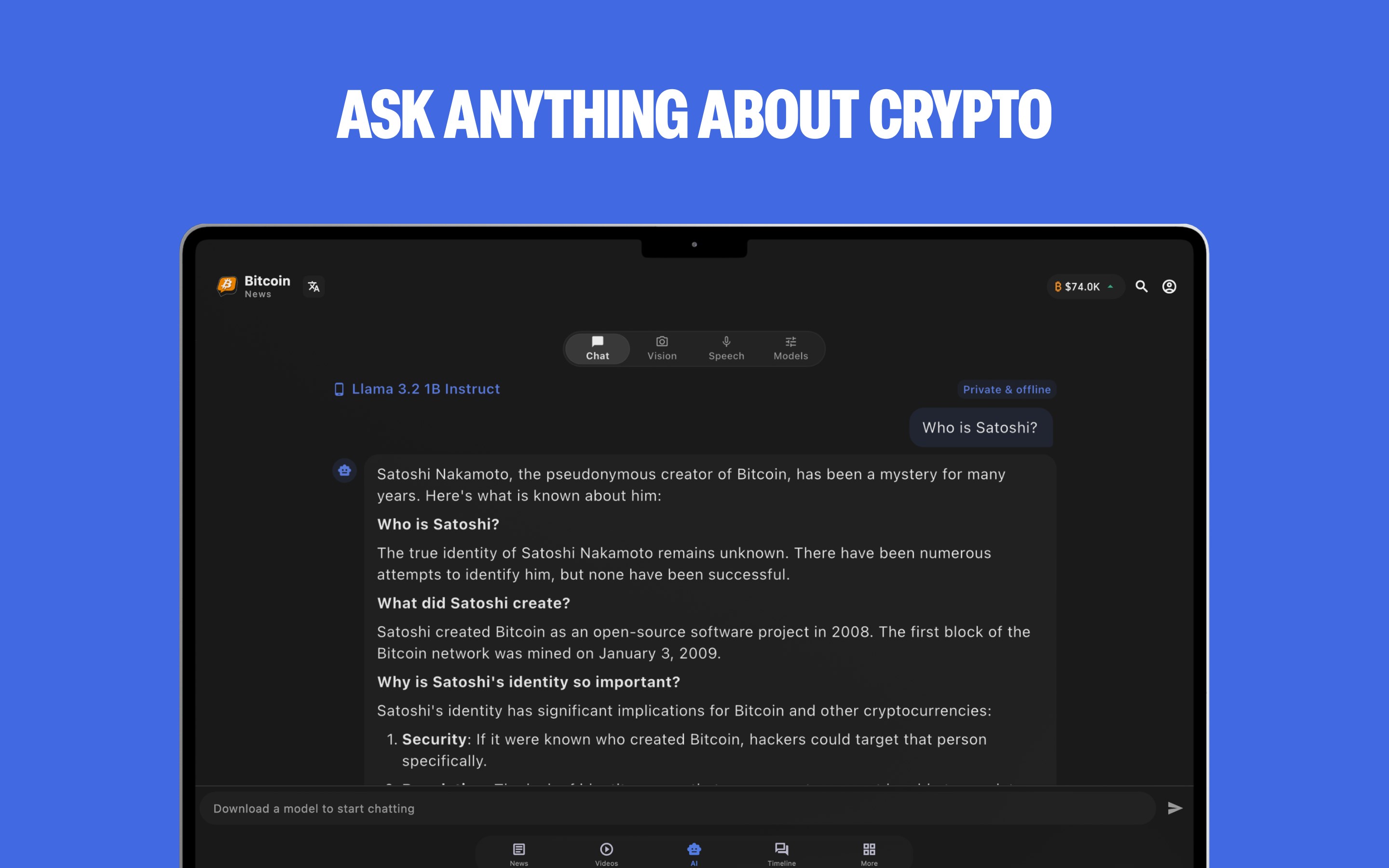 Bitcoin: News screenshot
