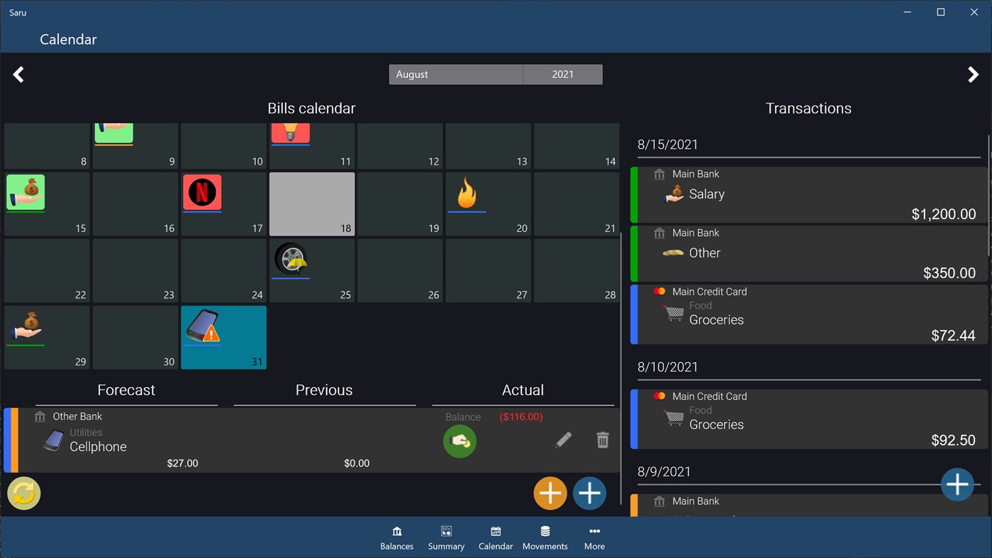 #6. Saru - Money and expenses (Windows) By: DRossoft