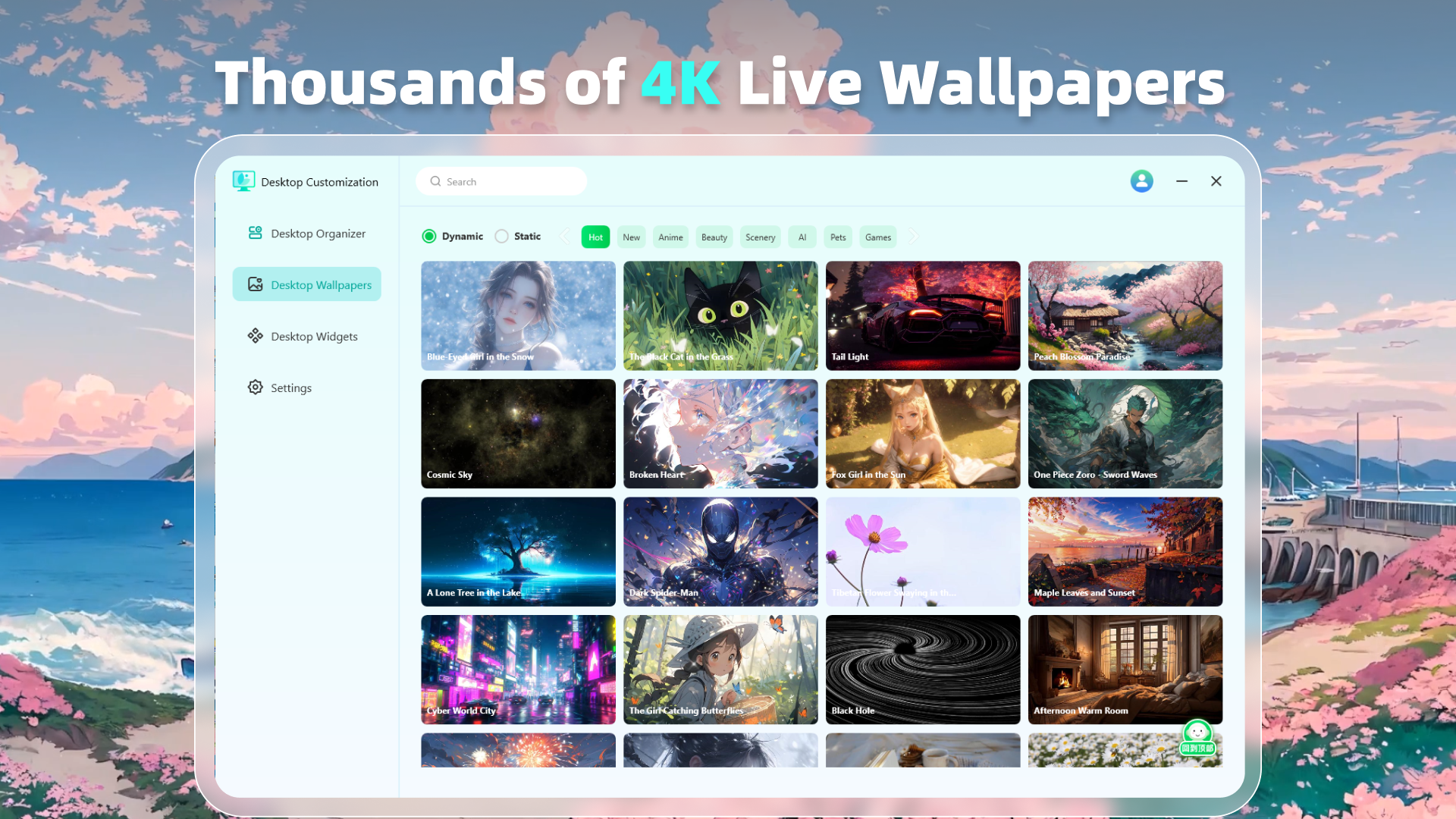 Desktop Customization – Dynamic Wallpapers & Desktop Organizer screenshot