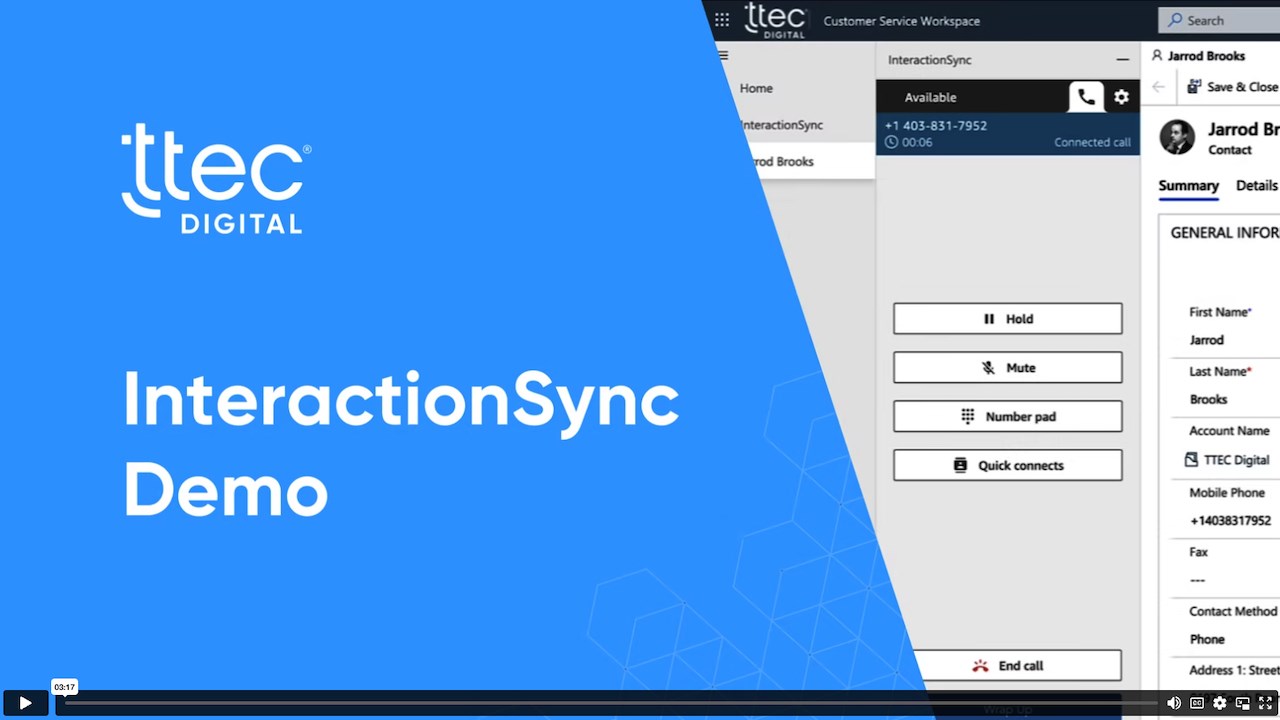 Snapshot 1 of InteractionSync for Amazon Connect from TTEC Digital