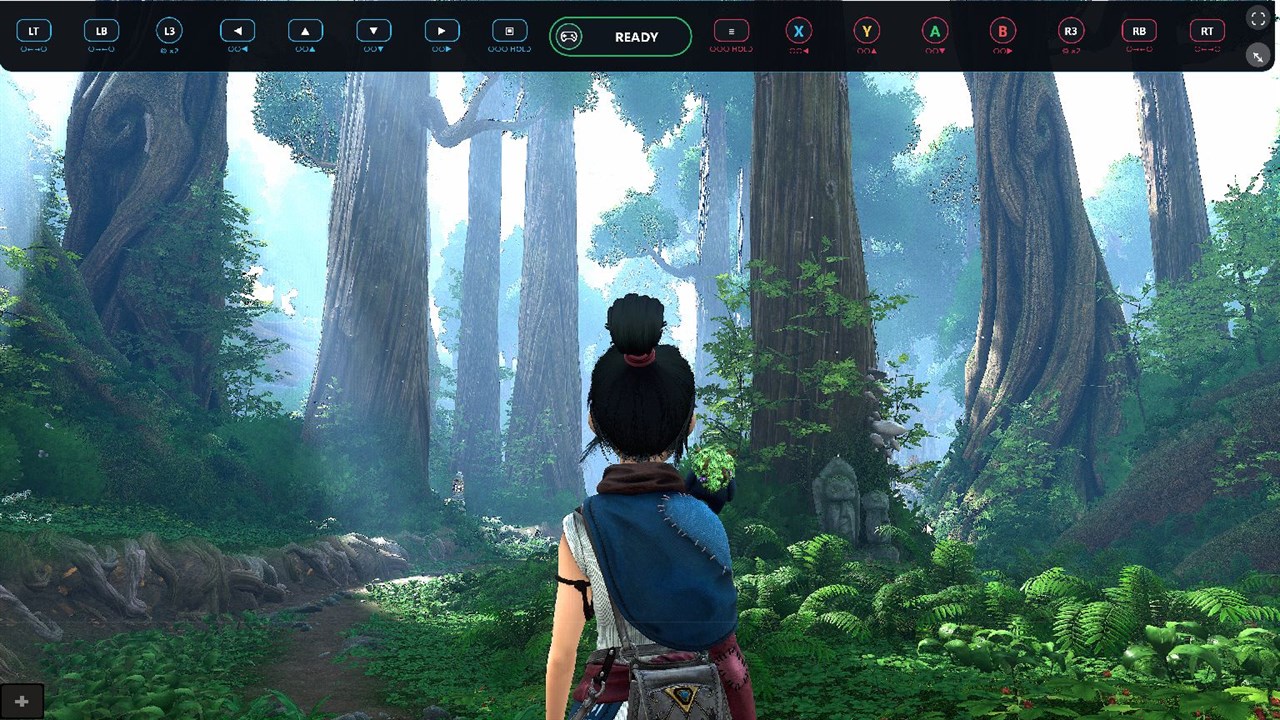 Actual Gamepad screenshot showing the expanded controller strip above a game.