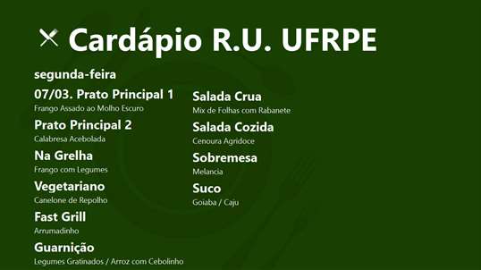 Cardápio R.U. UFRPE screenshot 2