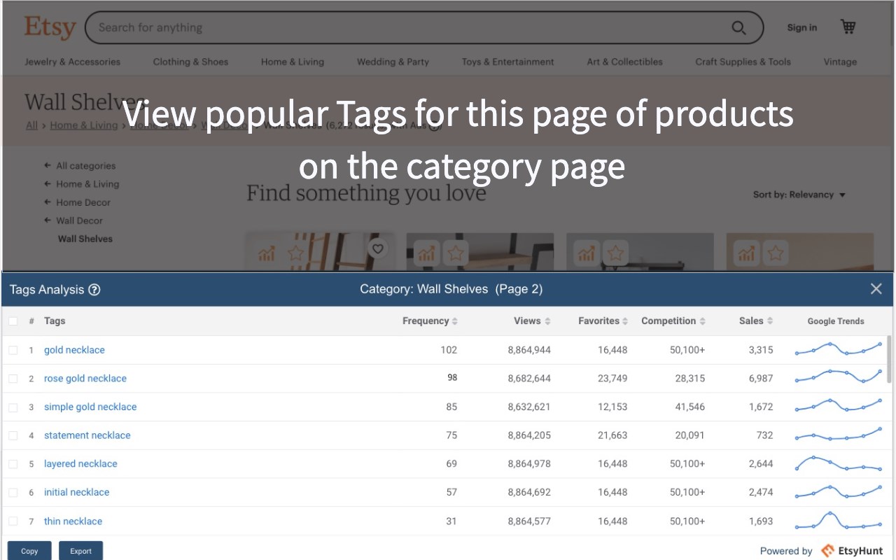 Etsy Tags Tool for Etsy Hunt