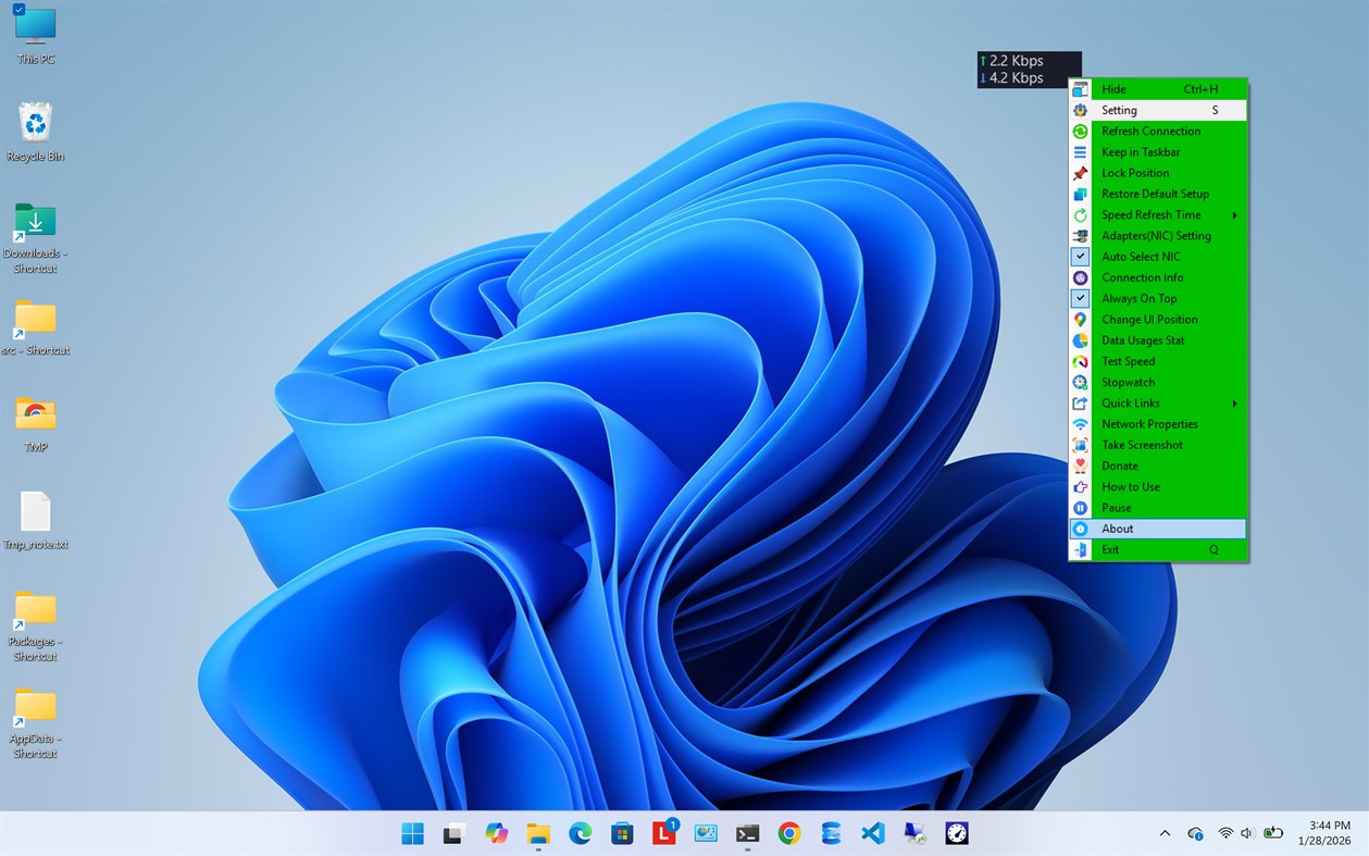 #6. Net Speed Meter (Windows) 作者: Zero Byte Software Solutions, zerobytebd.com