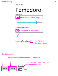 Pomodoro Popup screenshot 2