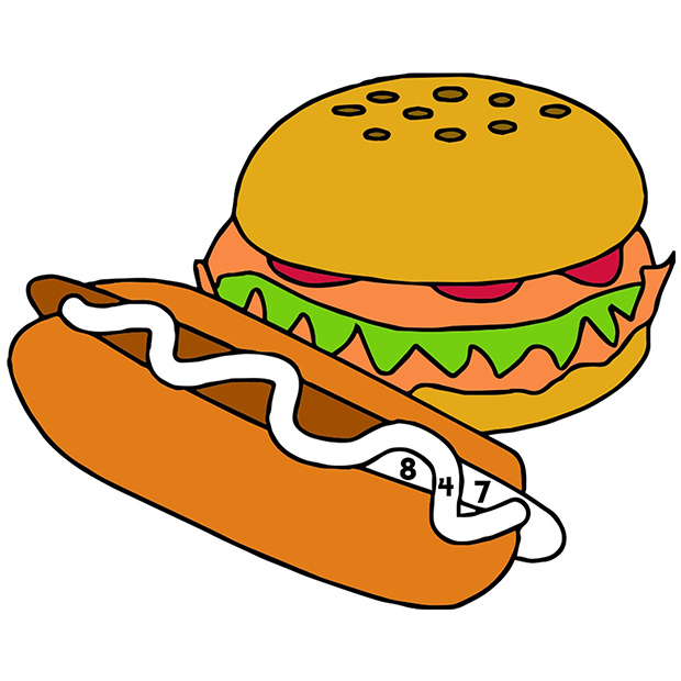 Food Color By Number - Cooking Coloring Book