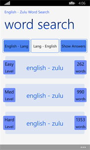 English - Zulu Word Search screenshot 1