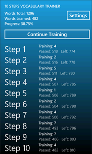10 Steps Vocabulary Trainer screenshot 1