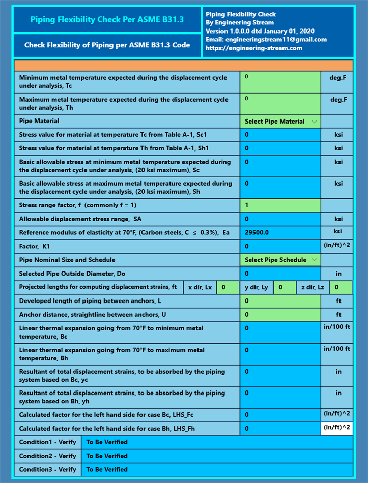 Piping Flexibility Check Per ASME B31.3 (Windows) Podle: Engineering-Stream