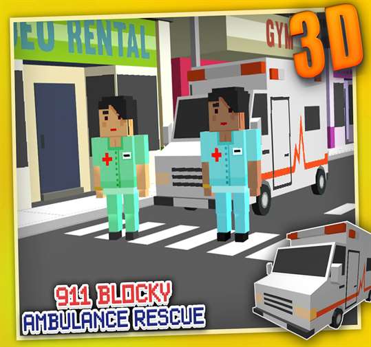 Blocky 911 Ambulance Rescue screenshot 1