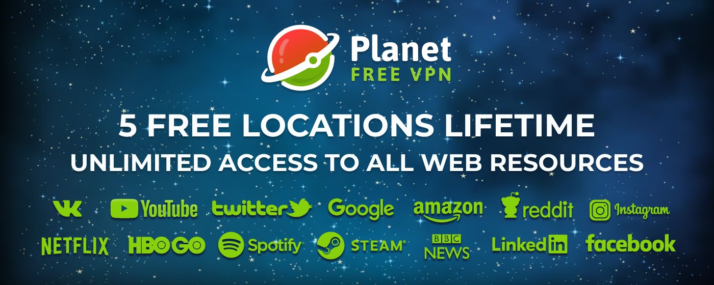 Free VPN Proxy and ad blocker - Planet VPN marquee promo image