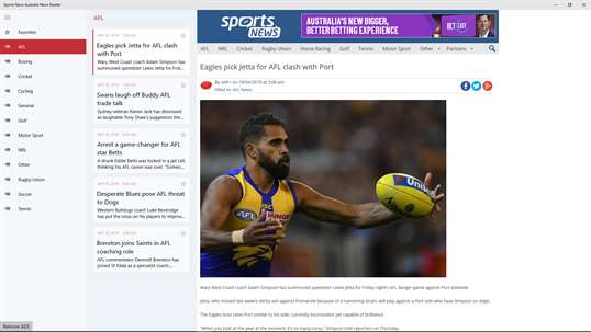 Sports News Australia News Reader screenshot 1