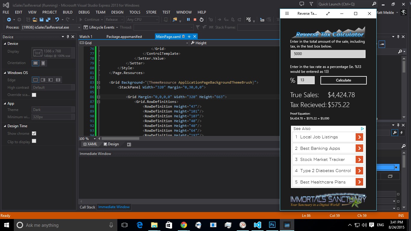 Reverse Tax Calculator for Windows 10