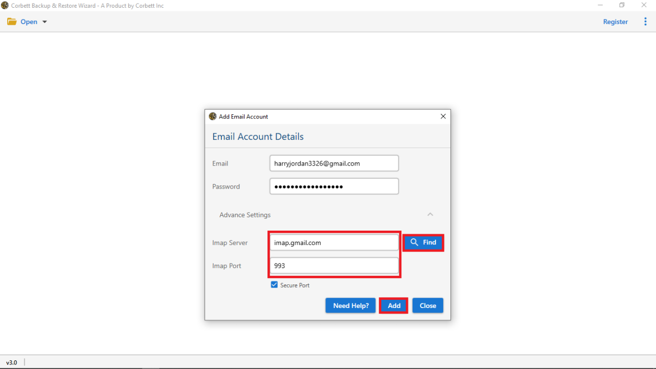Snapshot 2 of Corbett Email Address Extractor
