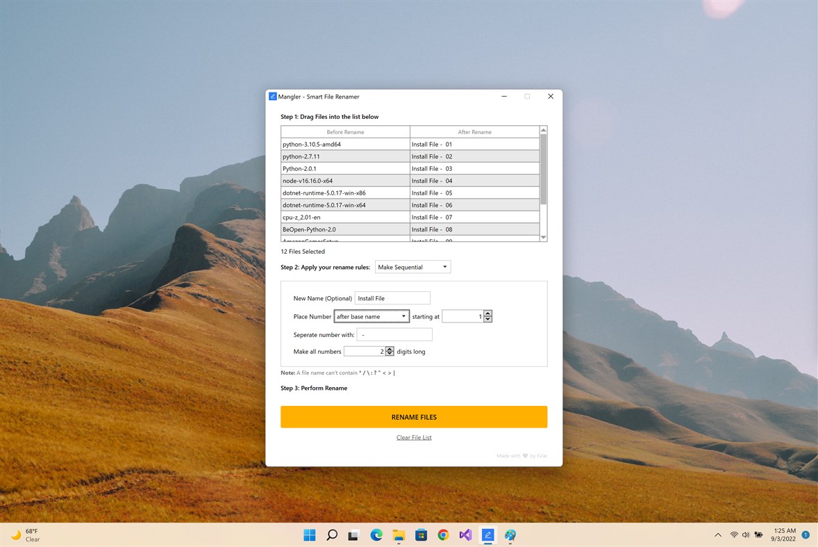 #1. Batch Smart File Renamer (Windows) Podle: EvlarSoft LLC