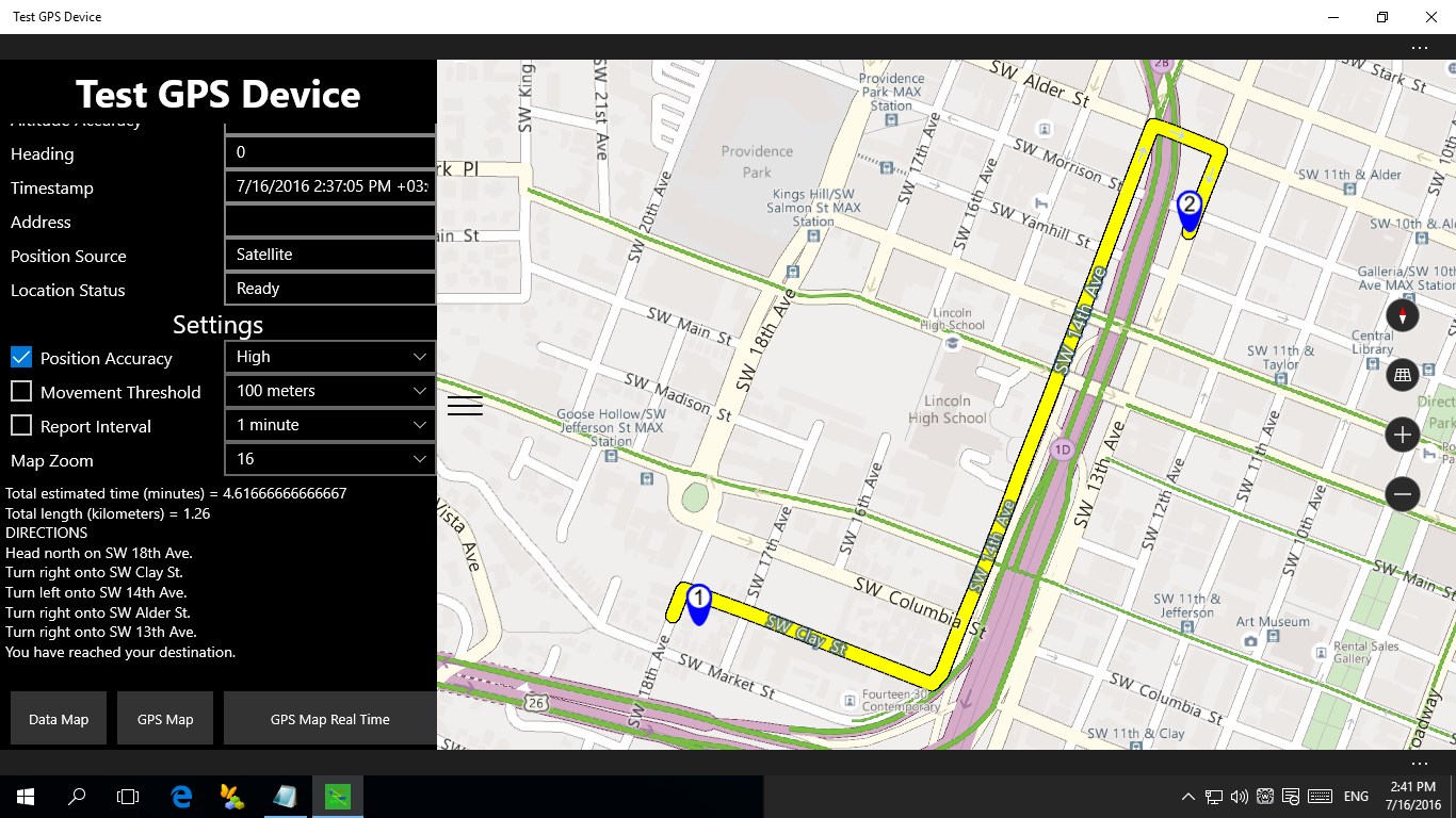 Test GPS Device for Windows 10