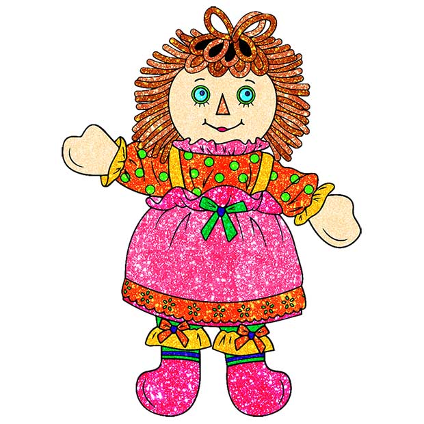 Dolls Glitter Color by Number - Girls Coloring Book