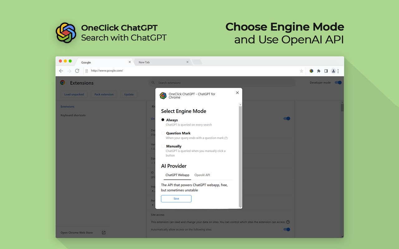 OneClick ChatGPT - ChatGPT for Better Searches