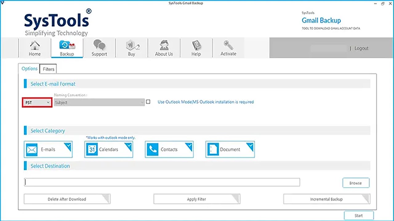 Snapshot 3 of SysTools Gmail Backup