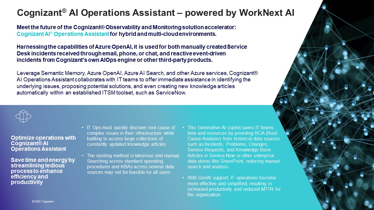Snapshot 1 of Cognizant AI Operations Assistant - powered by WorkNext AI